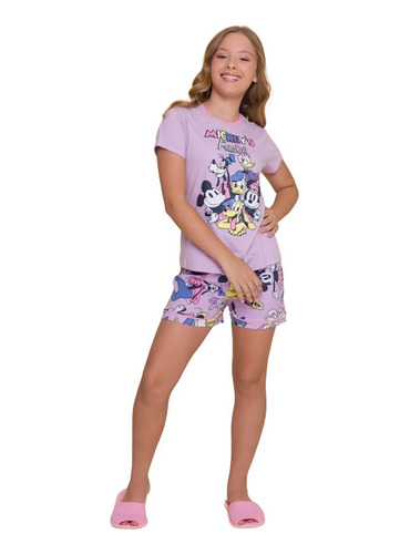 Pijama Juvenil Mickey's Friends  Evanilda 0034  Tam 12 14 16