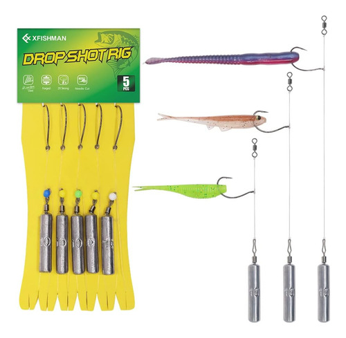 Drop Shot Rigs For Bass Fishing Ready Rig With Hooks And Sin