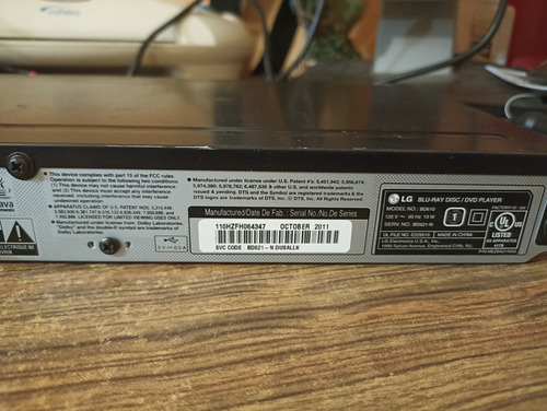 Lg Bd610 Blu-ray Disc/ Dvd Player Negro (Usado)