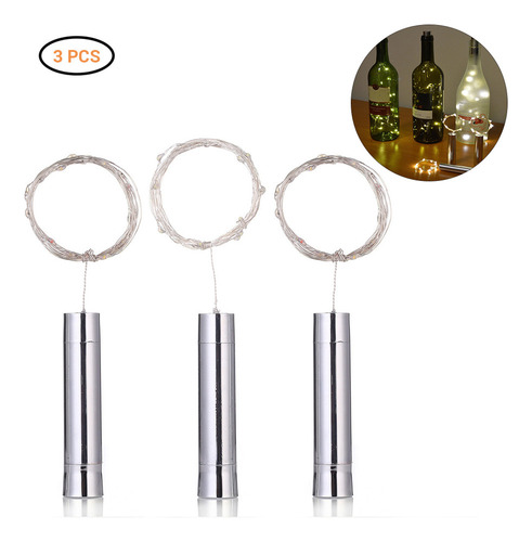 Cadena De 20 Luces Led Tipo Guirnalda Para Botellas, Paquete