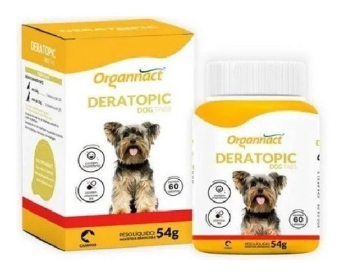 Imagem 1 de 3 de Deratopic Dog Tabs 54g (60 Tabs) - Organnact
