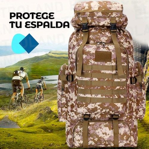Imagen 6 de 10 de Mochila Trekking Reforzada Camping Viaje Impermeable Mochile