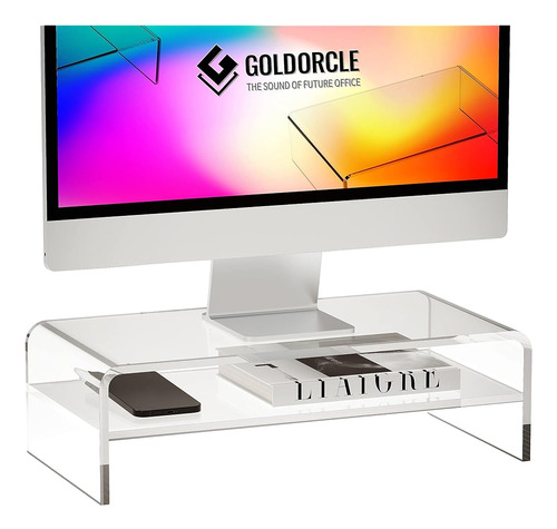 Goldorcle 2-tier Acrylic Monitor Stand Riser Clear Computer 