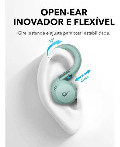 Fone de Ouvido Sem Fio para Treinos Soundcore by Anker X20 ANC adaptativo 3.0,Ganchos Ajustáveis Graves Intensos IP68 À Prova de Suor e Poeira 50H de Reprodução Fones para Academia