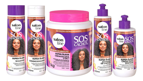 Super Óleos Cachos Salon Line Kit Nutritivo Com 5 Produtos