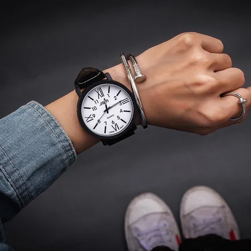 1 Reloj Rom ntico Con Esfera Grande Correa De Cuero Moda