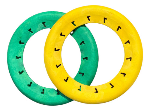 Brinquedo Frisbee Disco Cachorro Kit 2x Disco Flutuante Ergonômico Cor Verde E Amarelo Petlon