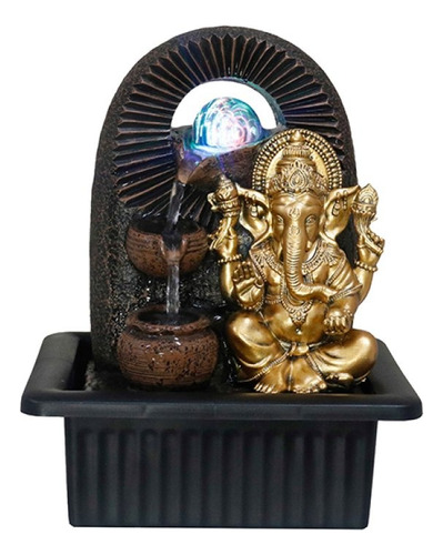 Fuente De Agua Ganesh 30cm + Led Multicolor + Esfera Tm Ct