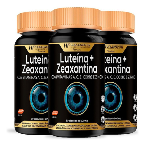 3x Luteina 20mg + Zeaxantina 3mg + Vit A C E Cobre Selenio