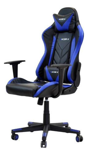 Cadeira Gamer e de Escritório Racer X Rush ergonômica  azul com estofado de couro sintético