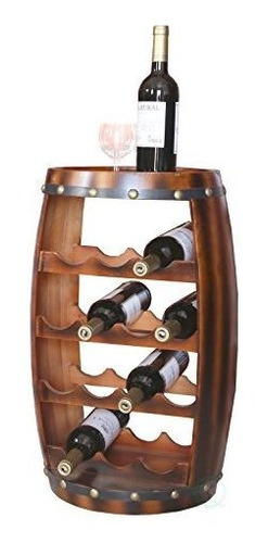 Barril De Madera Con Forma De 14 Botella Vino Rack