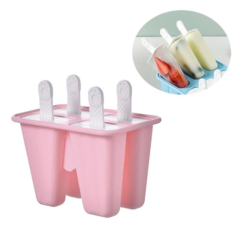 Moldes De Silicona Para Helado, Barra De Jugo, 4 Celdas Rosa