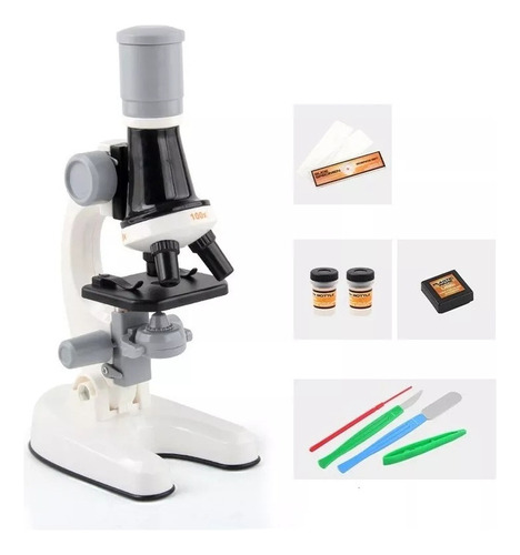 Microscopio De Niños Ópticos 100x 400x 1200x - Infantil Color Blanco