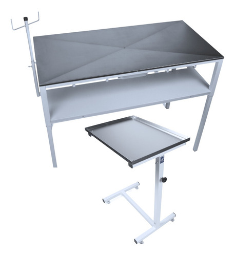 Mesa Camilla Cirugía Veterinaria + Mesa Instrumental Auxilia Blanco