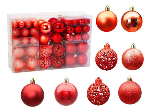 Adorno para árbol de navidad Qmoshen 2023-03 rojo de 6cm x 6cm x 6cm diámetro de 6cm por pack de 100 u
