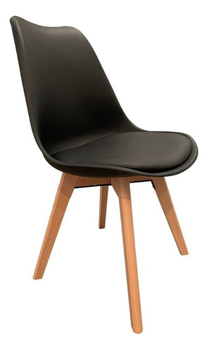 Silla de comedor E-Chairs By Masliah Eames Tulip, estructura color negro, 4 unidades