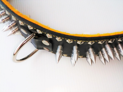 Collar De Picos Perro Raza Grande Tosko 66 Cm Piel 8.8cm Color Negro Angry Dog
