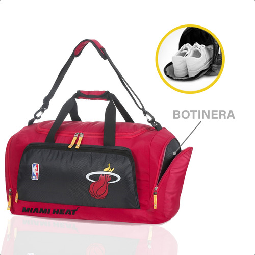 Combo Bolso Miami Heat + Botella Deportiva Nba Basket