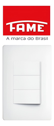 Interruptor Simples Triplo Fame Habitat 4x2 Branco Com Placa