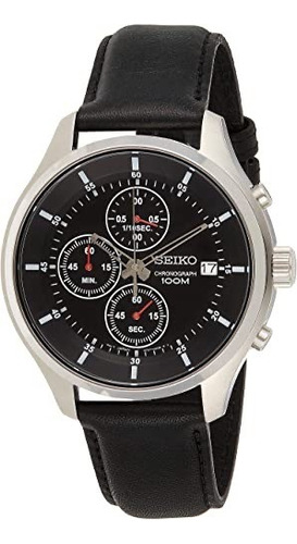 Reloj Hombre Seiko Correa De Piel 44 Mm 10 Atm Sks539p2 Color De La Correa Negro Color Del Bisel Plateado Color Del Fondo Negro