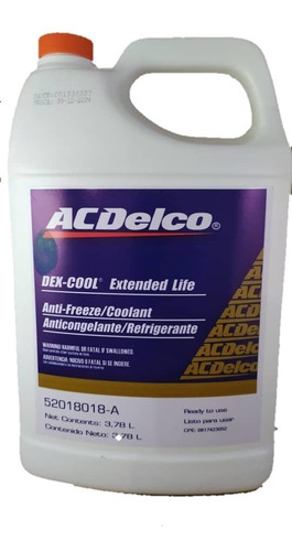 Imagen 1 de 7 de Refrigerante Acdelco Original Naranja 3.78 L