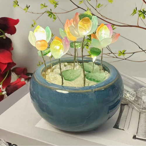 De Material De Luz Nocturna De Loto Diy, Lámpara De Mesita