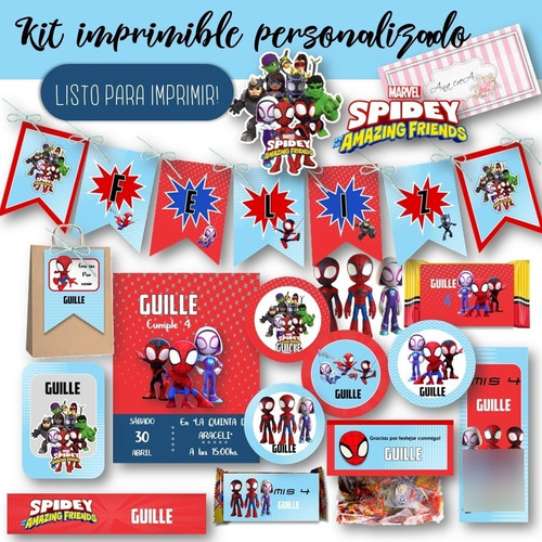 Kit Imprimible Candy Bar Spidey Y Sus Amigos Personalizado 8