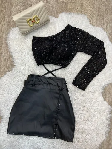 Conjunto cropped e saia mercado livre sale
