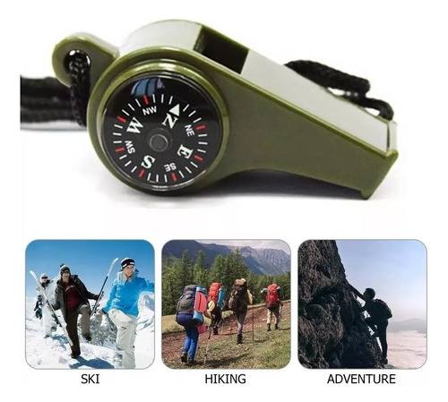 X3 Brujula Militar Temperatura 3en1 Silbato Supervivencia