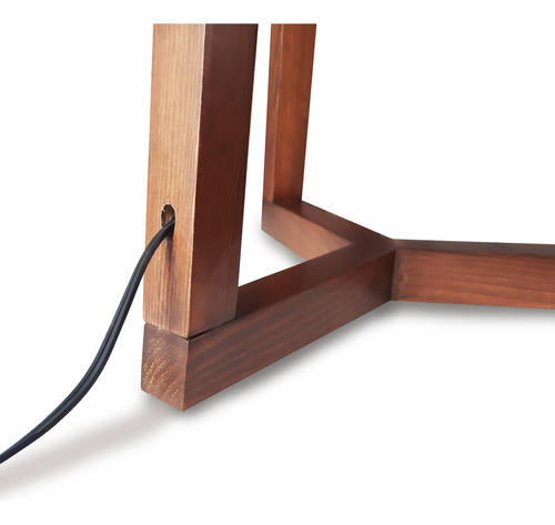 Lampara De Piso Minimalista Hecha A Mano Madera Tono Nogal Nogal-blanco