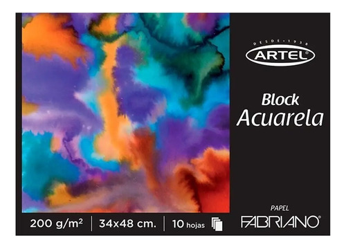 Block Papel Fabriano Acuarela 34x48 200grs. 10 Hojas Artel
