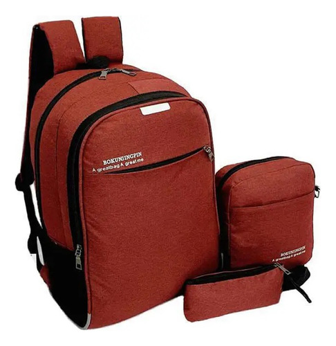 Kit Mochila Notebook Executiva Escolar Unissex Faculdade 3pç Cor Vermelho