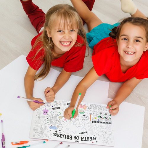 Kit Fiesta De Brujas:10 Manteles + 2 Libros De Colorear