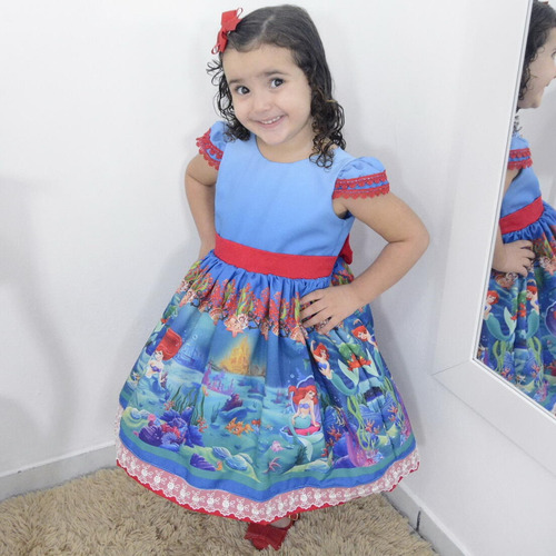 Vestido Infantil Festa Da Pequena Sereia Ariel