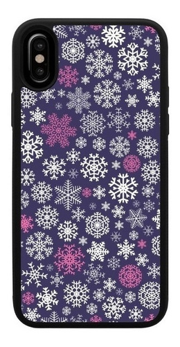 Funda Uso Rudo Tpu Para iPhone Copos Nieve Colores Azul