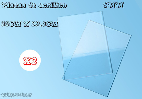 2 Placas Acrílico Transparente 6mm 30 X 39.5 Cm Corte Láser