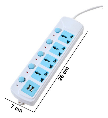 Barra Multicontactos Universal Estacion Carga 4 Tomas 2 Usb