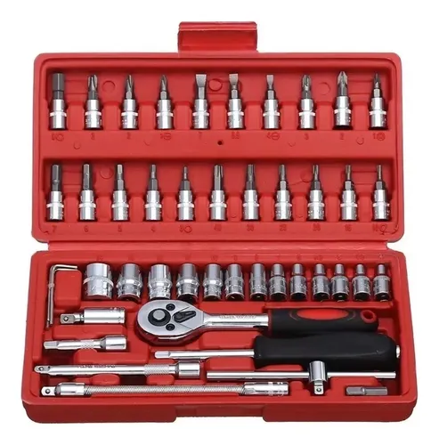 Juego Llave Tubos Encastre Por 46 Pcs 1/4 Cromovanadio 
