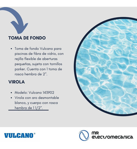 Imagen 6 de 10 de Skimmer Vulcano 20cm + Kit Accesorios Para Pileta Fibra
