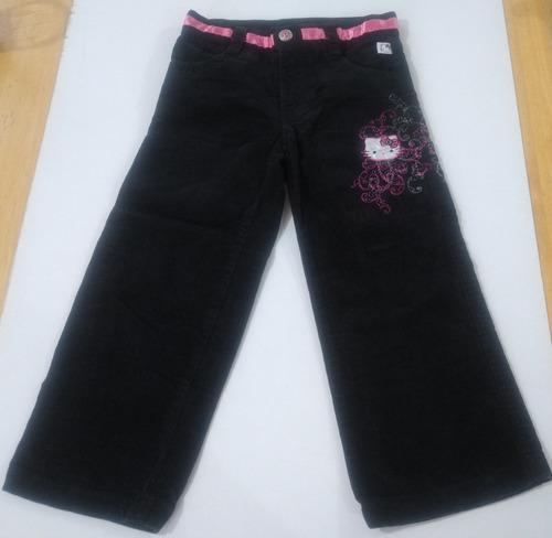 Pantalón Negro Terciopanahello-kitty Bordada Talla-xs (4) N7