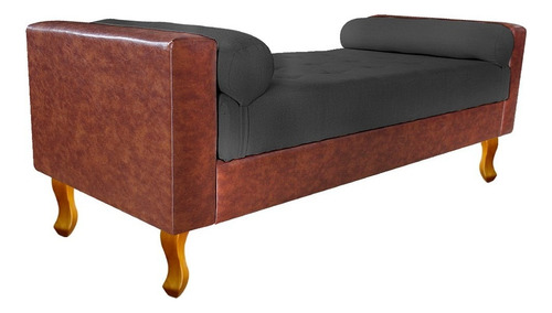Recamier Félix Solteiro 90cm Corano Nozes E Linho Chumbo-adj
