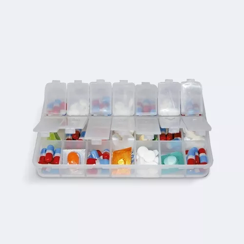 Organizador de medicamentos único de 14 rejillas de recarga rápida., Cajas  de píldoras premium para uso diario - Simplifica tu rutina de medicación