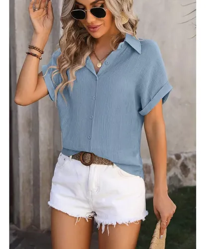 Camisa De Manga Corta Para Mujer, Formal E Informal