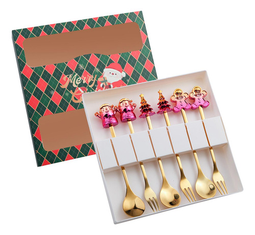 Cucharas Y Tenedores Con Personajes Caja Verde Morada