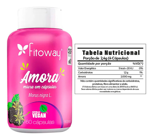 Imagem 3 de 6 de Amora Miura 500mg - Controle Da Menopausa Fitoway 3x60 Caps