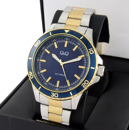 Relogio Q &q Masculino By Citizen Qb24j402y Cor da correia Prateado/Dourado