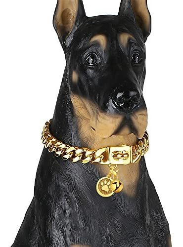 Collar De Enlace Cubano De 12 Mm Idofas Gold Dog H8cvv