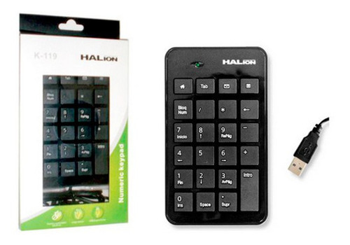 Teclado Numerico Halion K-119 Usb Negro