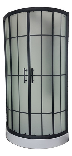 Box Ducha Mampara Gorena 90cm Cabina C/base 5 Cm Hong Kong Armazón Negro Panel Esfumado Fon