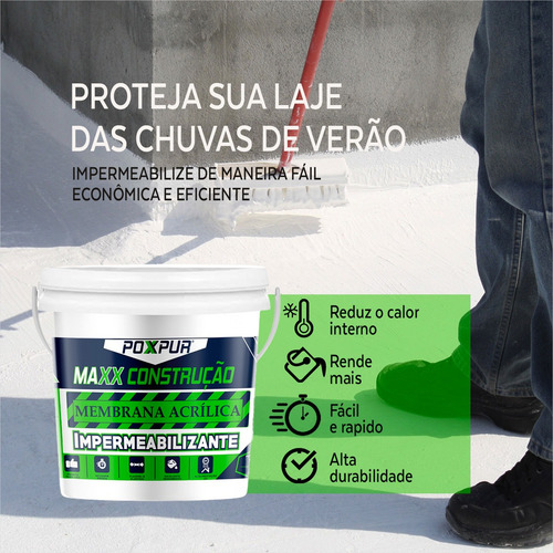 Manta Acrilica Impermeabiliza Laje E Telhado 4,5kg Flexivel